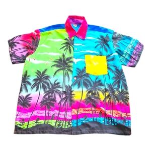 Vibrant Multicolor Palm Tree Shirt Mens XXL‎